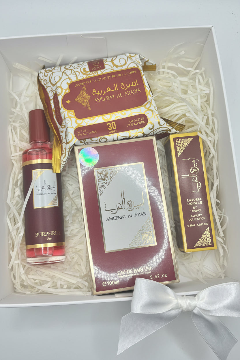 Box Cadeau Ameerat Al Arab ✨ – Coffret Parfum & Senteurs 4 Pièces