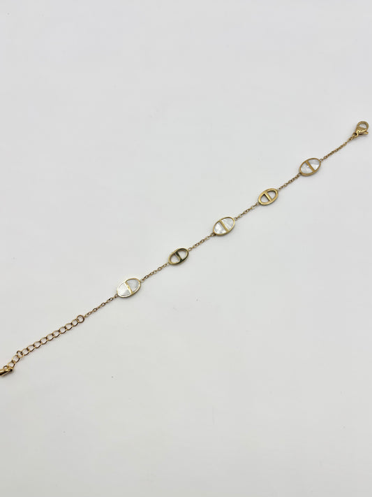 Bracelet Éclat Marin – dorées & nacre